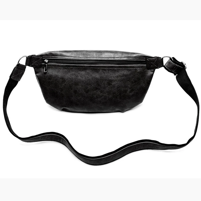 Street Daily Fanny Pack PU Leather Wait Bag Men Outdoor Walking Bag Portable Large Waist Packs Male Sling Bag Chest Bag Vintage