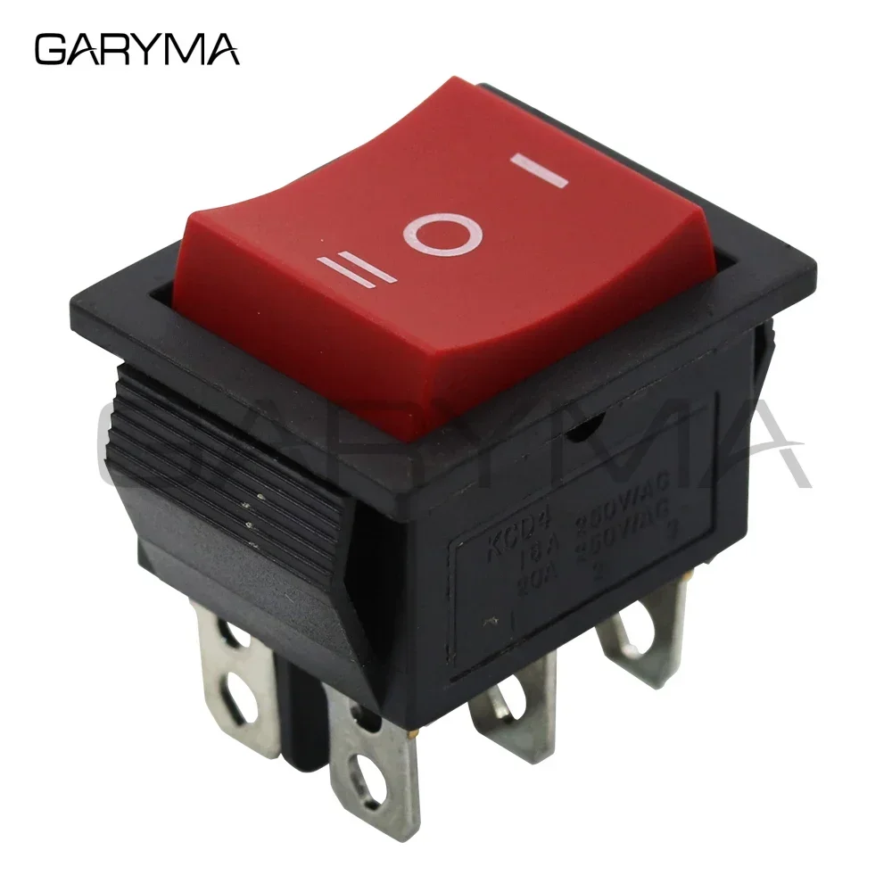 6-Terminals 3 Position ON/OFF/ON DPDT Boat Rocker Switch 16A 250VAC 20A 125VAC Black Red