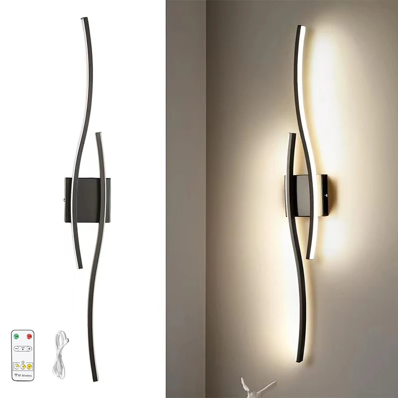 

LED Rechargeable Wall Lamp No Punching No Wiring For Bedside Living Room Sofa Background Wall Stairway Decorative Wall Lights