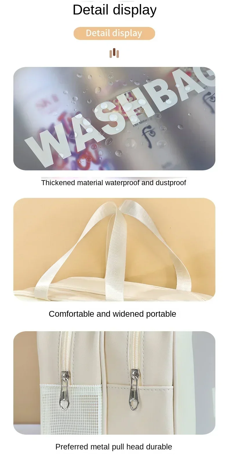 Neue Kulturtasche mit dicker, trocken-nasser Trennwand, tragbare doppellagige Kosmetik-Aufbewahrungstasche für Reisen, Strand, Poolbaden – Detail 12