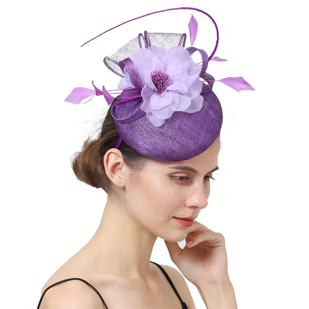 Elegant Bridal High Quality Sinamay Flower Wedding Hat Fascinators Headwear for Women Banquet Cocktail Millinery Hair Accessory