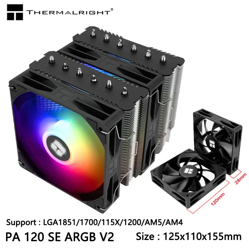 Thermalright Peerless Assassin 120 SE V2 Computer case air cooling radiator, with 120x120x28mm fan/Support LGA1851/1700/AM5/AM4
