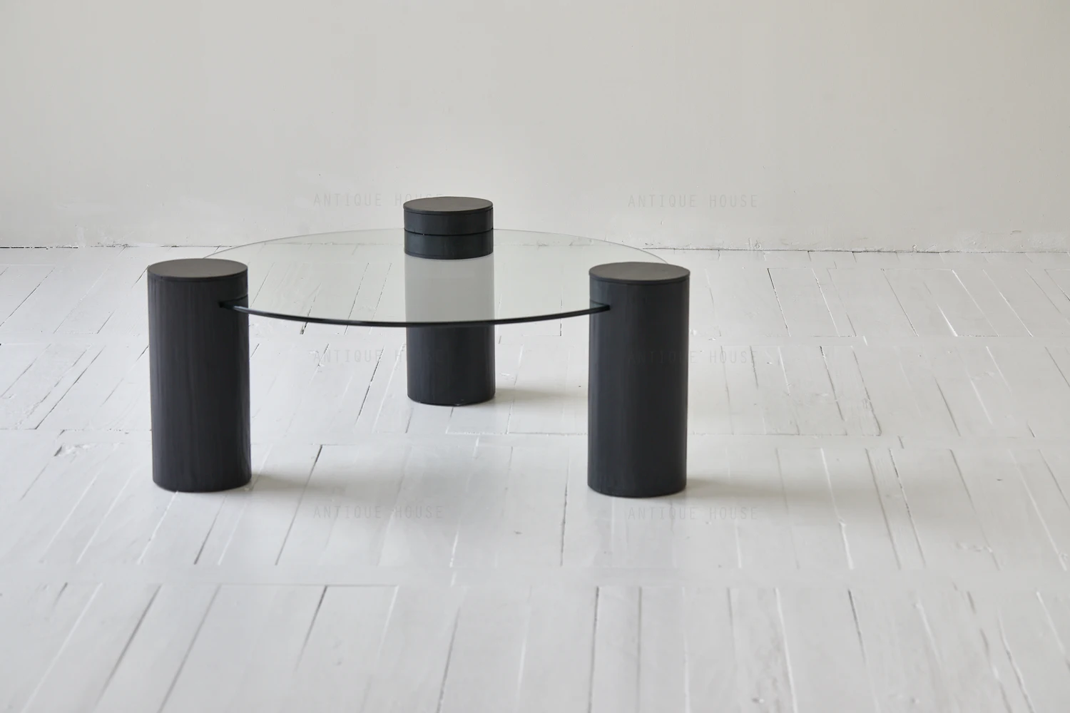 Ethnic Chic Minimalist Japandi Round Recycled Pine Wood Tempered Glass Modern Coffee Table Coffee Tables