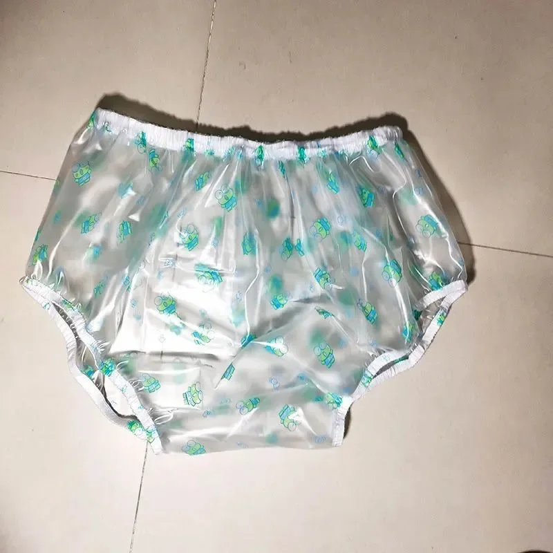 Couple Transparent Soft Thick PVC Plastic Underpants Waterproof Loose ABDL Diaper Briefs Incontinence Pants Adult Baby Panties