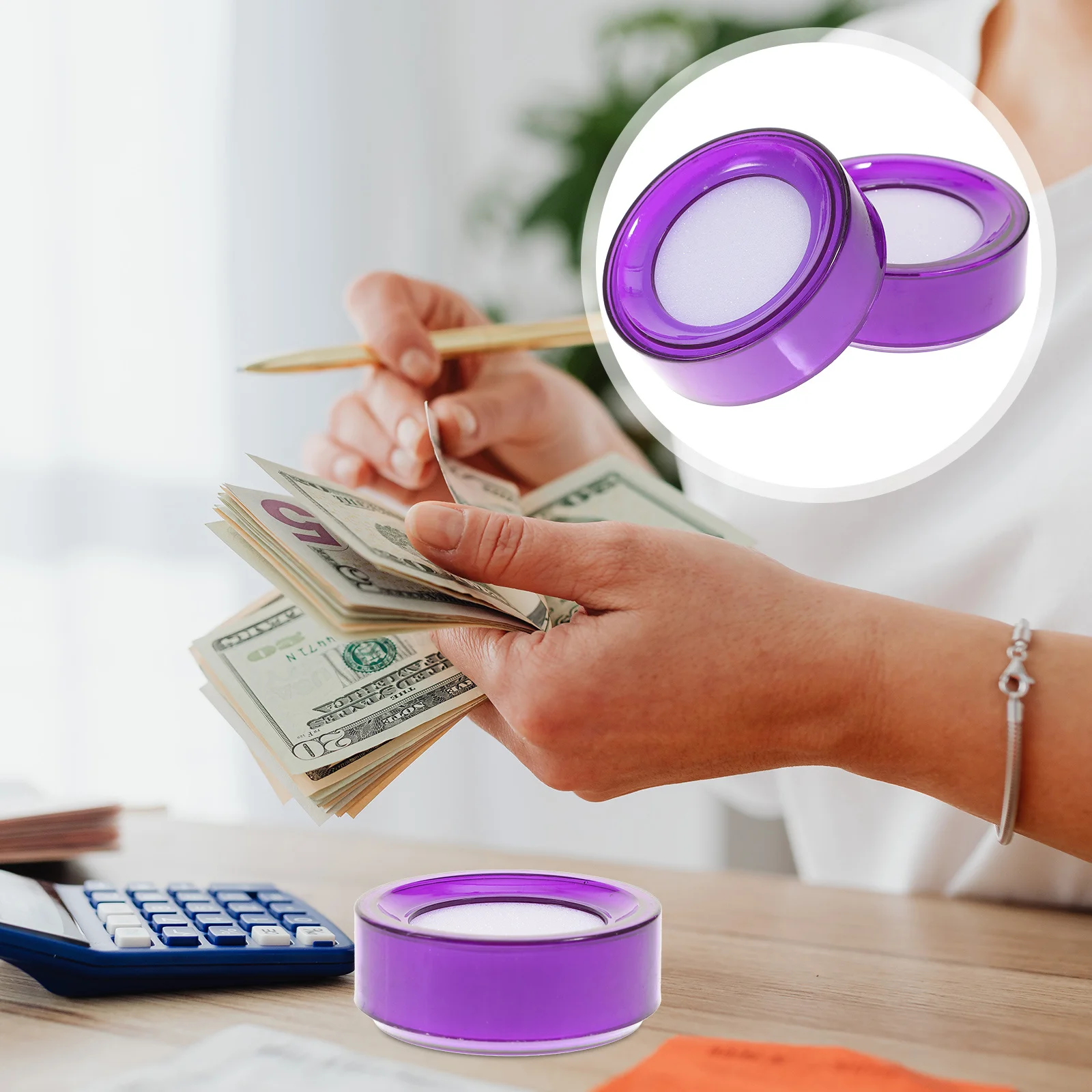 8Pcs Finger Wet Sponge for Counting Machine Hand Moistener Cup Shape Sponge Reusable Safe Counting Counter Aid