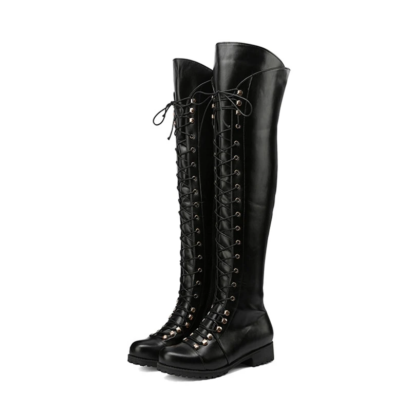 Fashion Over The Knee High Boots Women Designer Female Zip Sexy Black Long Boots High Heels Round Toe Autumn Winter Shoes A-3844