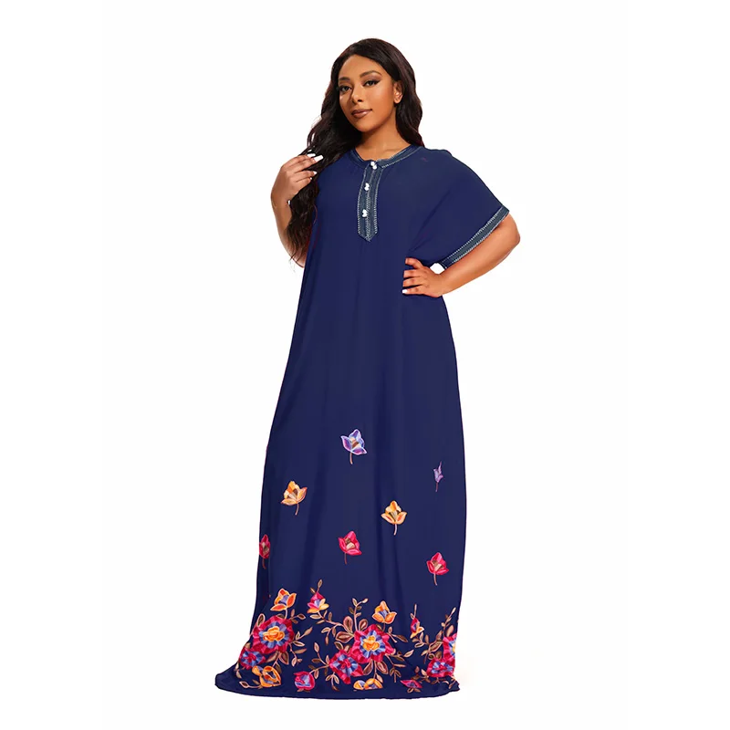 Abayas Voor Vrouwen 100% Katoenen O-hals Jilbab Zomer Korte Mouwen Afrikaanse Plus Size Losse Femme Kaftan Gewaad Met Hoofdscarfmorocan