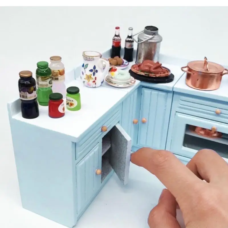 

J2HD Dollhouses Miniature Furniture Kitchen Cabinet Model Set for Creative Play
