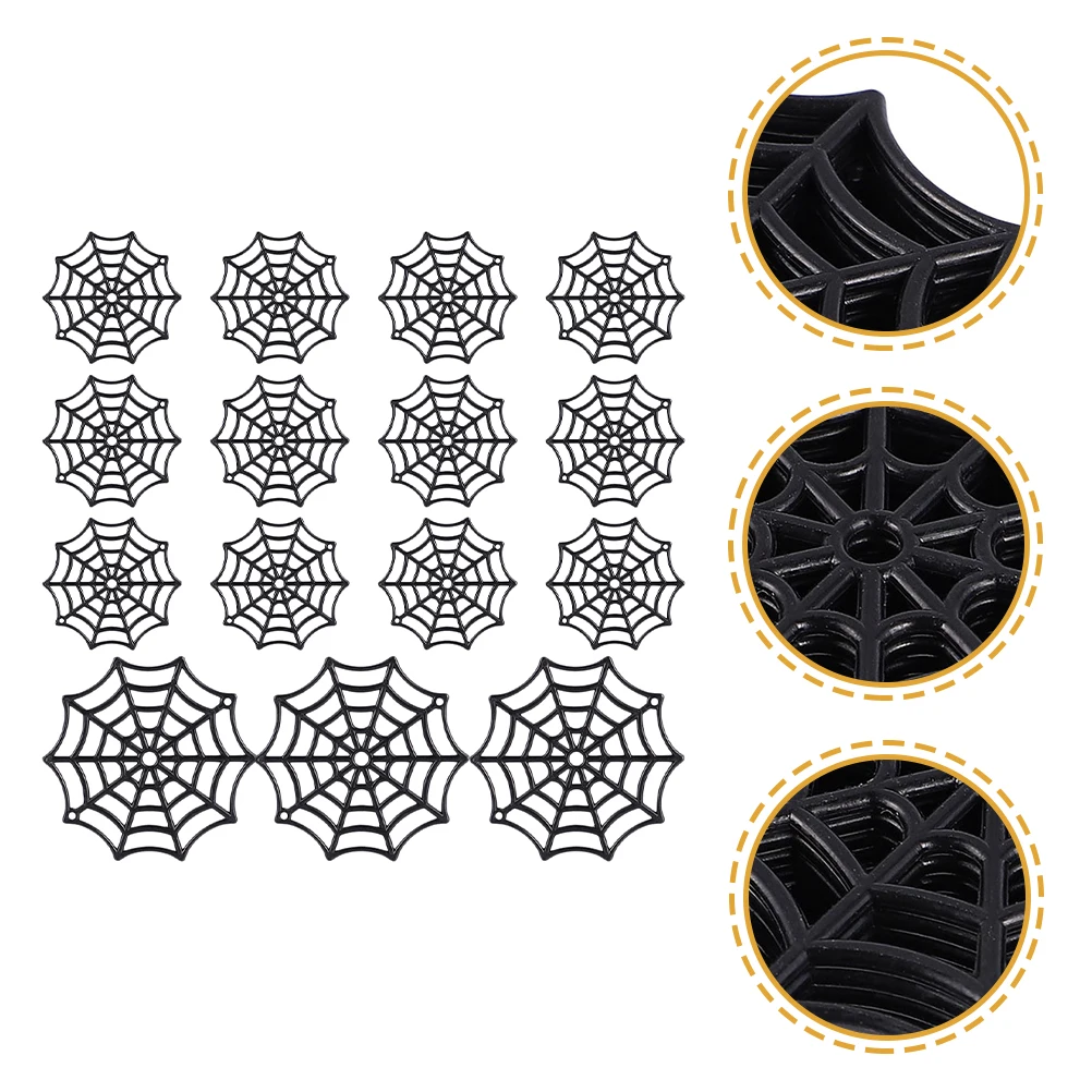 150 Pcs Cobweb Accessories Halloween Prank Props Spider Wall Decor Cake Funny Decoration Supplies Plastic Net Decorations Black