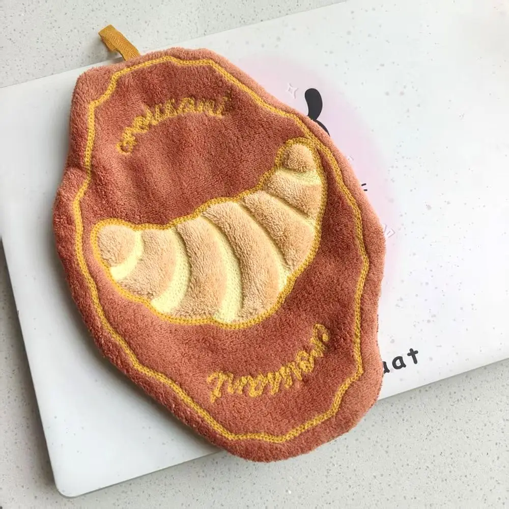New Cake Croissant Cute Hanging Hand Towel Absorbent Quick Dry Coral Fleece Thick Kids Souvenir