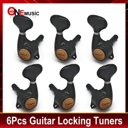 SAPHUE Guitar Locking Tuners 1:21 Lock String Tuning Key Pegs Fish Tail Style Machine Head for Electric Folk or Acoustic Guitar