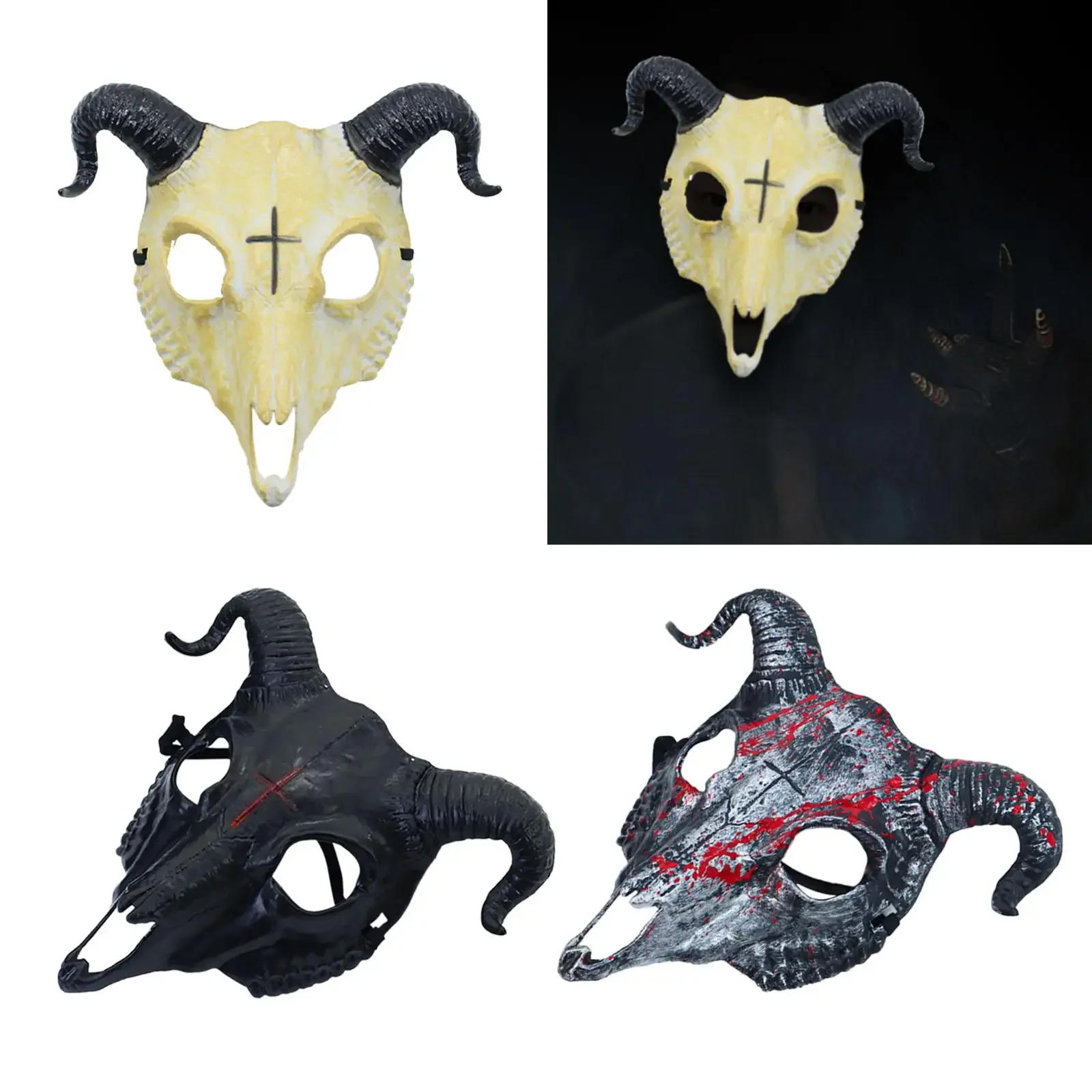 Halloween Mask Supplies Decor Headgear Novelty Creative Goat Skull Mask for Festival Photo Props Nightclub Role Playing Party