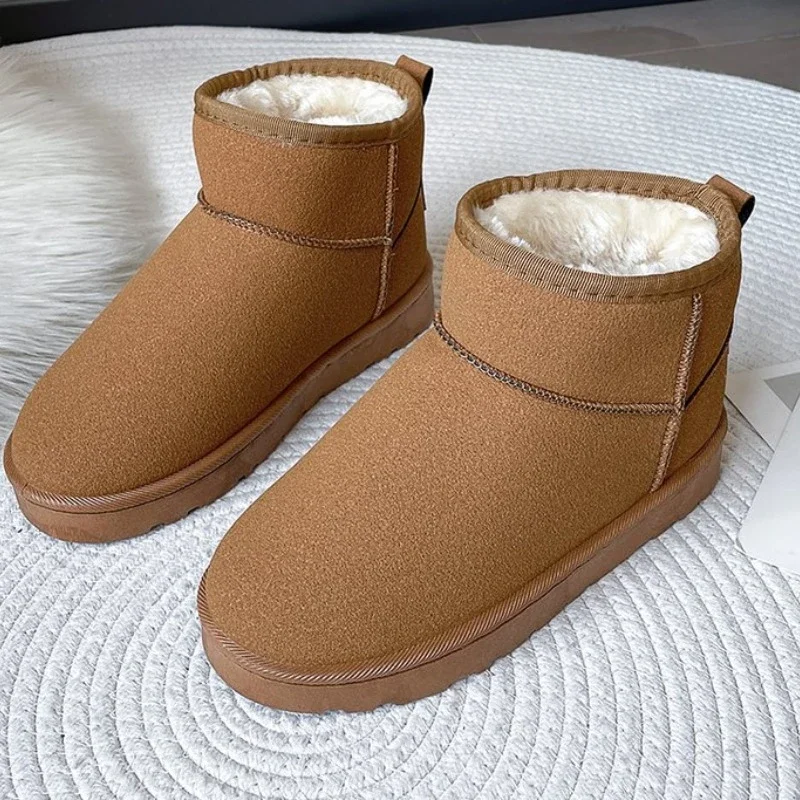 Brand Women\'s Shoes Australian Boots Winter Footwear Round Toe Flat Heel Boots-Women Fashion Snow Low 2024 Ladies Ankle Cotton