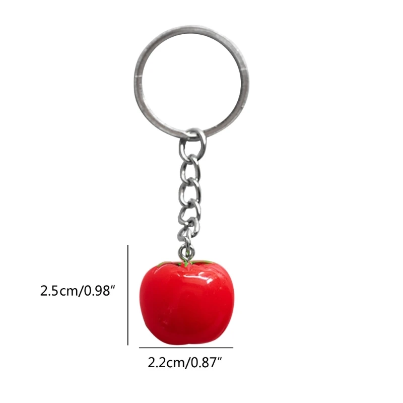 Creative Simulation Tomato Pendant Keychain Resin Keyring Backpack Accessories Car Key Fob Jewelry Gift for Women Girls