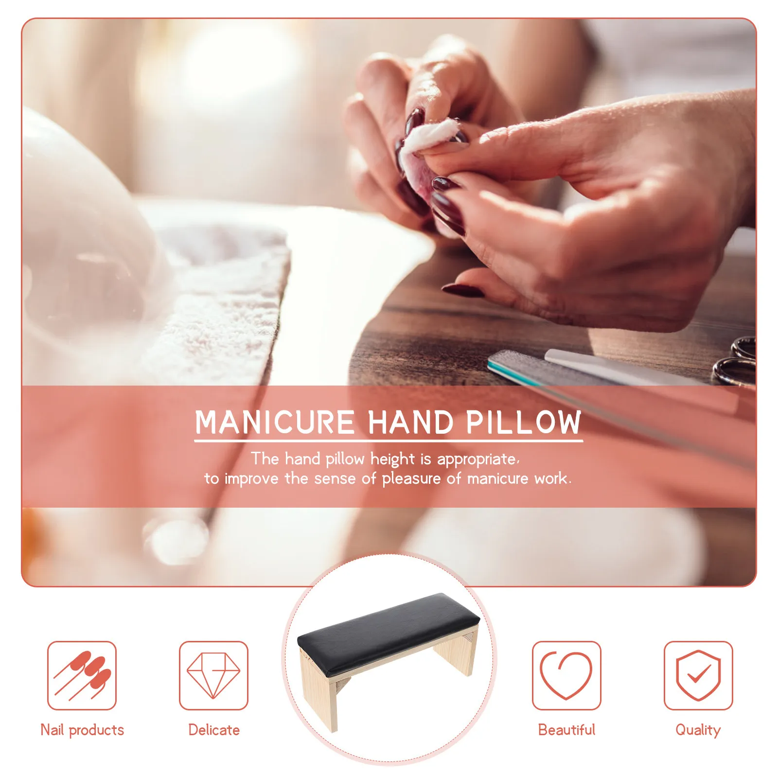 

1Pcs Wooden Wrist Rest Pillow Nail Art Hand Rest Cushion Suitable for Beauty Salon Training Personal Home Use