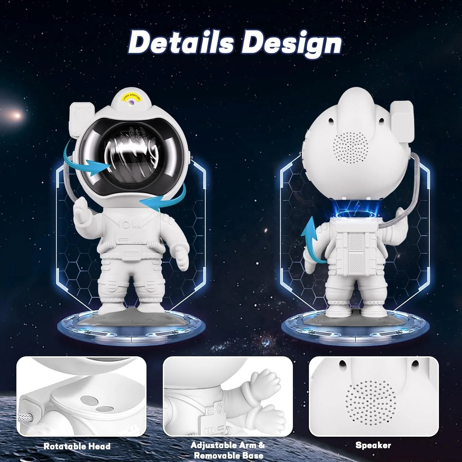 Bluetooth Astronaut Starlight Projector LED Bedroom Ambiance Night Light Aurora Moon Astronaut Bluetooth Speaker Accessories