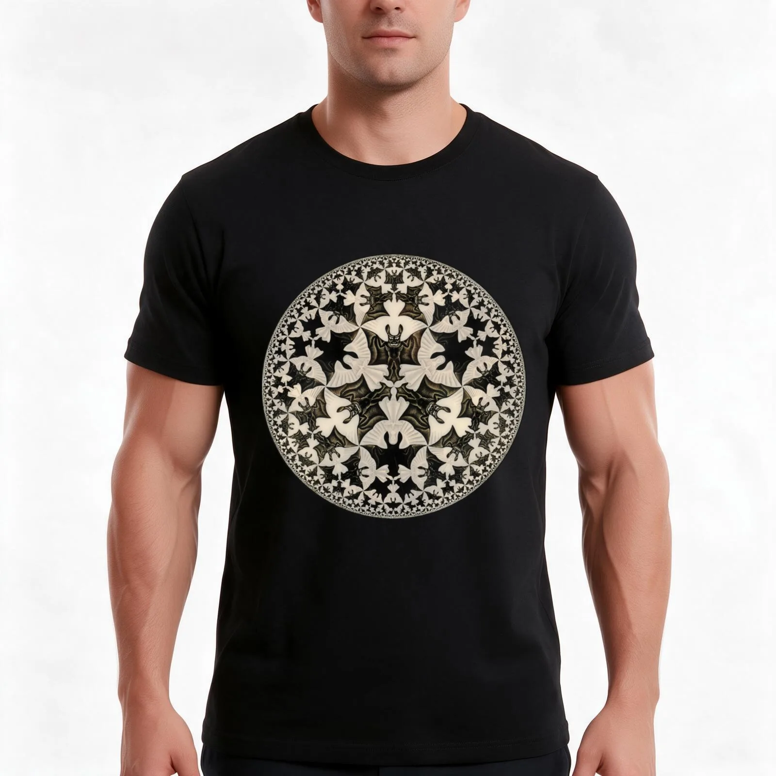 Angels & Demons MC Escher Premium T-Shirt Summer Casual Cotton Tee Oversized Streetwear Tops Vintage Graphic Print