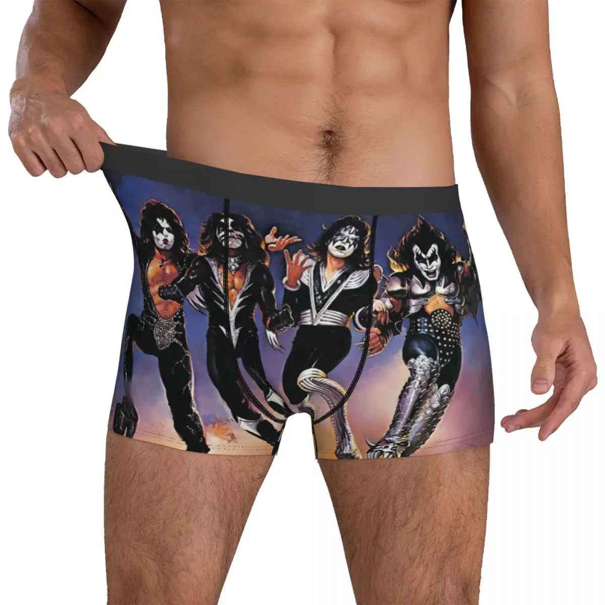 Kiss Band Underwear Kiss Band Art Funny Underpants Customs Boxer Brief Pouch Male Plus Size Boxershorts