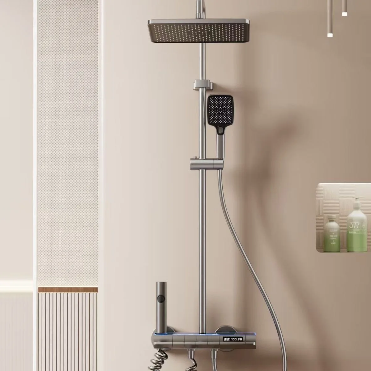 

Constant temperature pressurized showerhead comfortable bathtub experience shower head with a complete set of square design