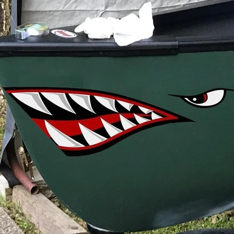 2 قطعة القرش الأسنان الفم قارب ملصقات مقاوم للماء واقية من الشمس DIY بها بنفسك قارب صيد الزورق سيارة شاحنة كاياك الشارات غطاء الخدوش #6