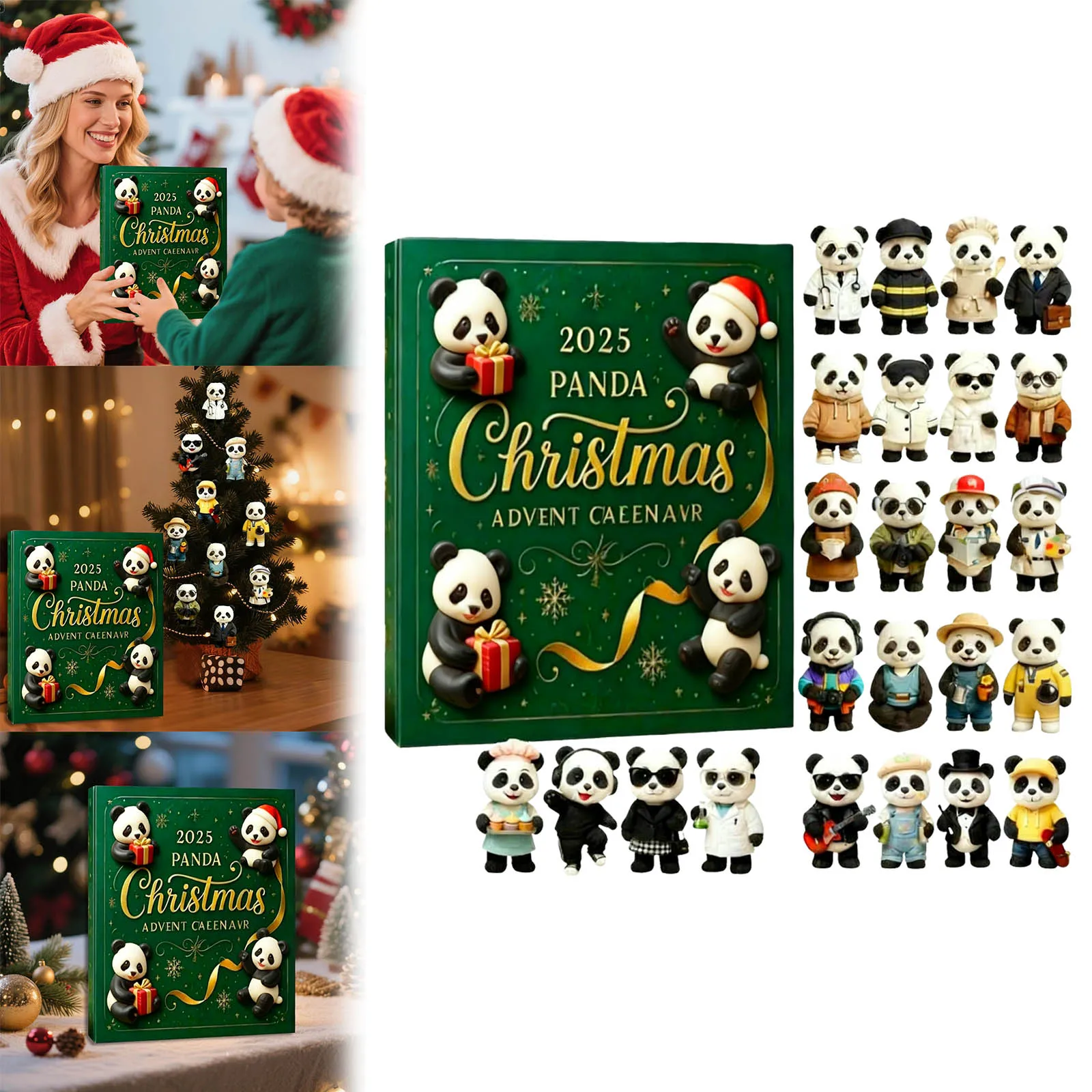 Remind O Timer Calendrier de l'Avent de Noël Panda mignon contient 24 pendentifs en acrylique adaptés à divers prêts de temps pour tout-petits