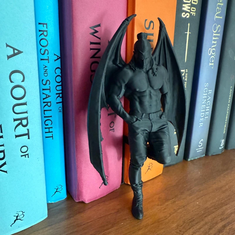 Bat Wing Bookend Black Angel Statue Gothic Bookshelf Decor Dark Fantasy Bat Figurine Sculpture Gift Desktop Ornament