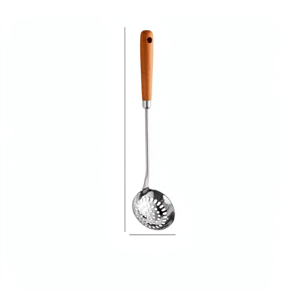 Small Cooking Tools 304 Stainless Steel Sapele Handle Anti Scald Soup Spoon Kitchen Hot Pot Skimmer Mini Spatula