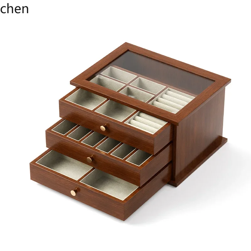 H1  Solid Wood Storage Box for Earrings, Hairbands, Jewelry, and Hand Accessories