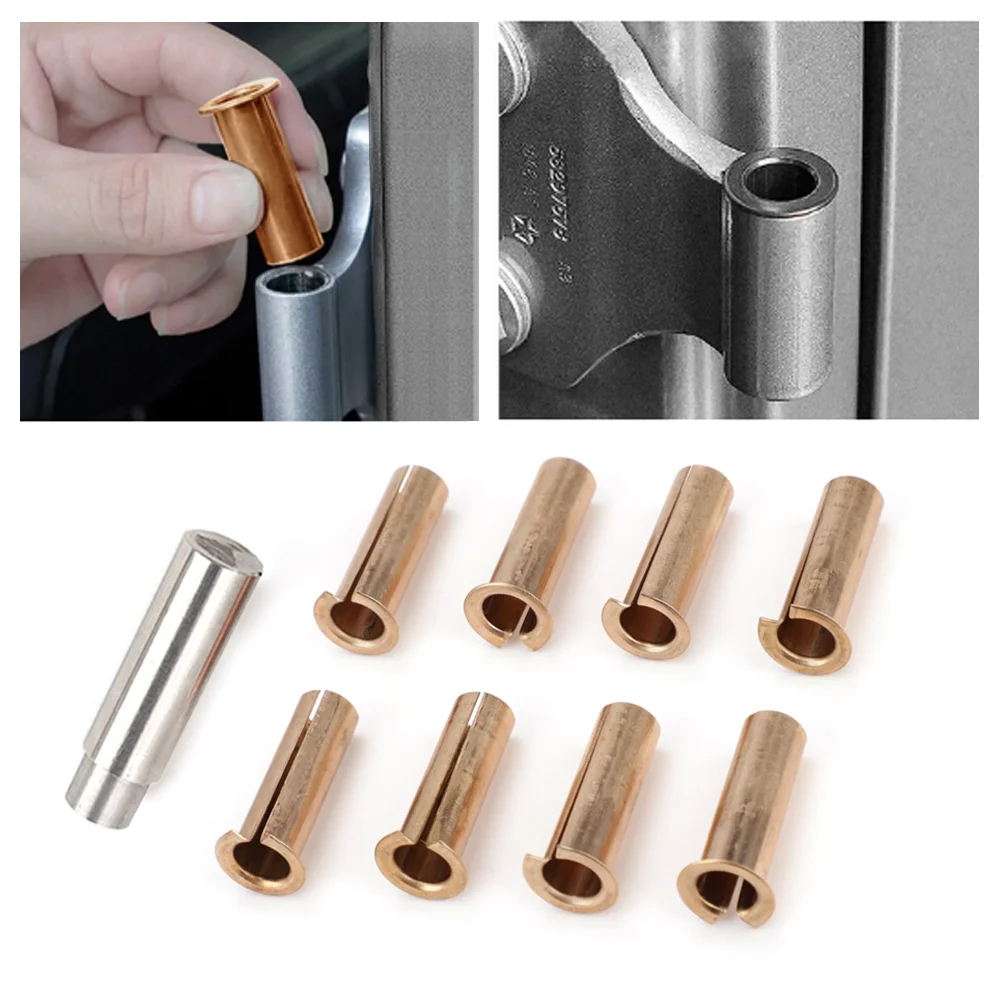 1 Set Brass Door Hinge Pin Liners Bushings Kit with Removal Tool for Jeep Wrangler JK JL JT 2007-2026