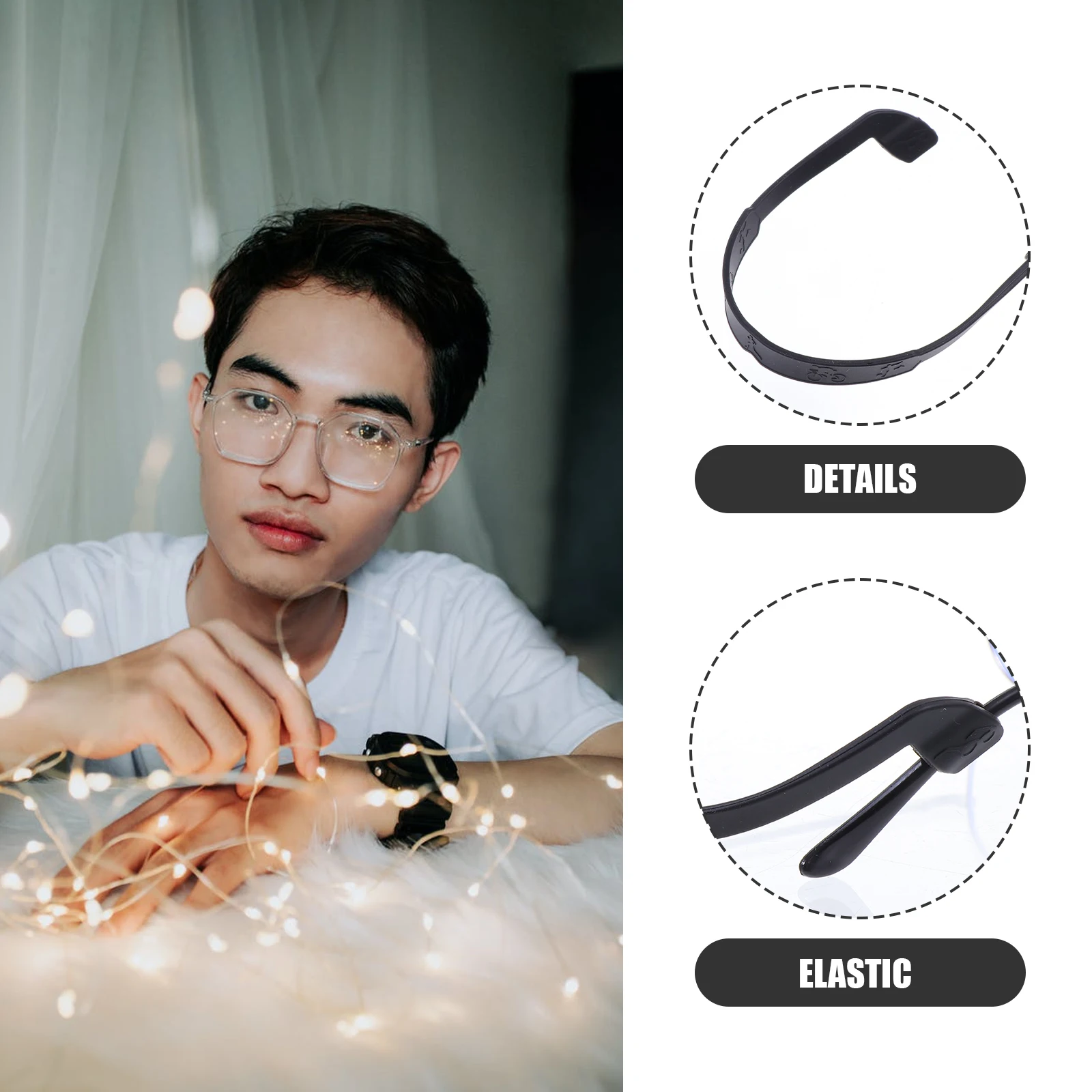 

6pcs Non-slip Glasses Rope Silicone Elastic Hanging Ropes Eyeglasses Strap for Sports Unisex Fit 2.5-16mm Frame