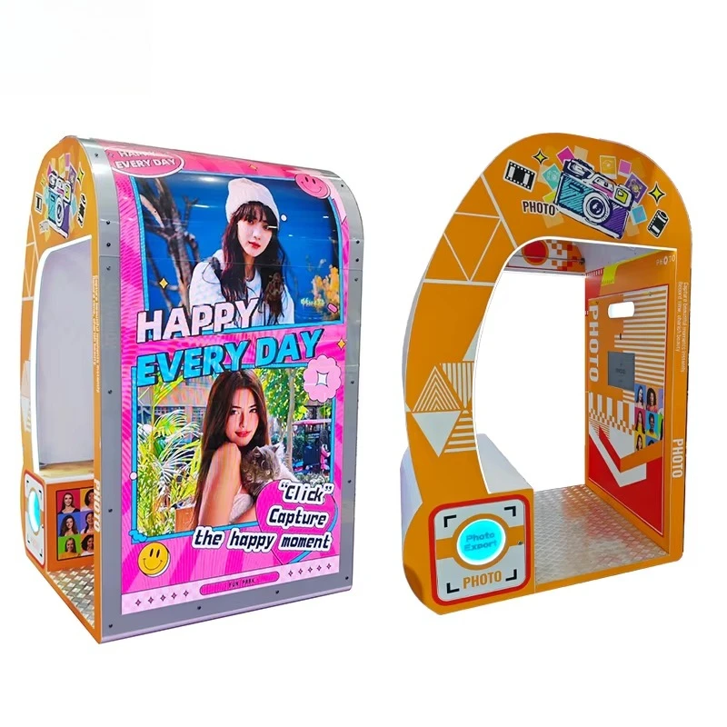 Indoor Selfie Photo Booth, Automatic Printing Vending Machine, Arcade Game, Coin Bill Operated, English Interface, Durable Model