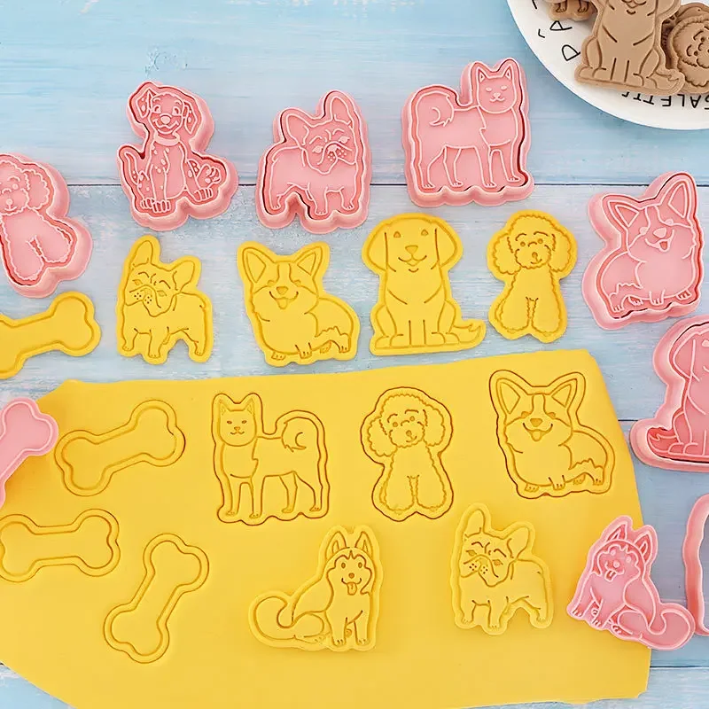 1 Set Cute Puppy Biscuit Molds DIY Teddy Dog Fondant Cookie Mold Cake Decor Tool Cookie Cutters Pastry Moulds Baking Supplies