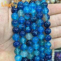 Natural stone Blue line agate Handmade beads For Jewelry Making DIY keychain Accessories Bracelets 15