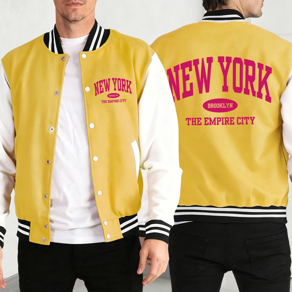 

New York Brooklyn Art Letter Jackets Men Fashion Casual Baseball Jersey Fleece Streetwear Unisex Retro Loose Hip Hop Pullover