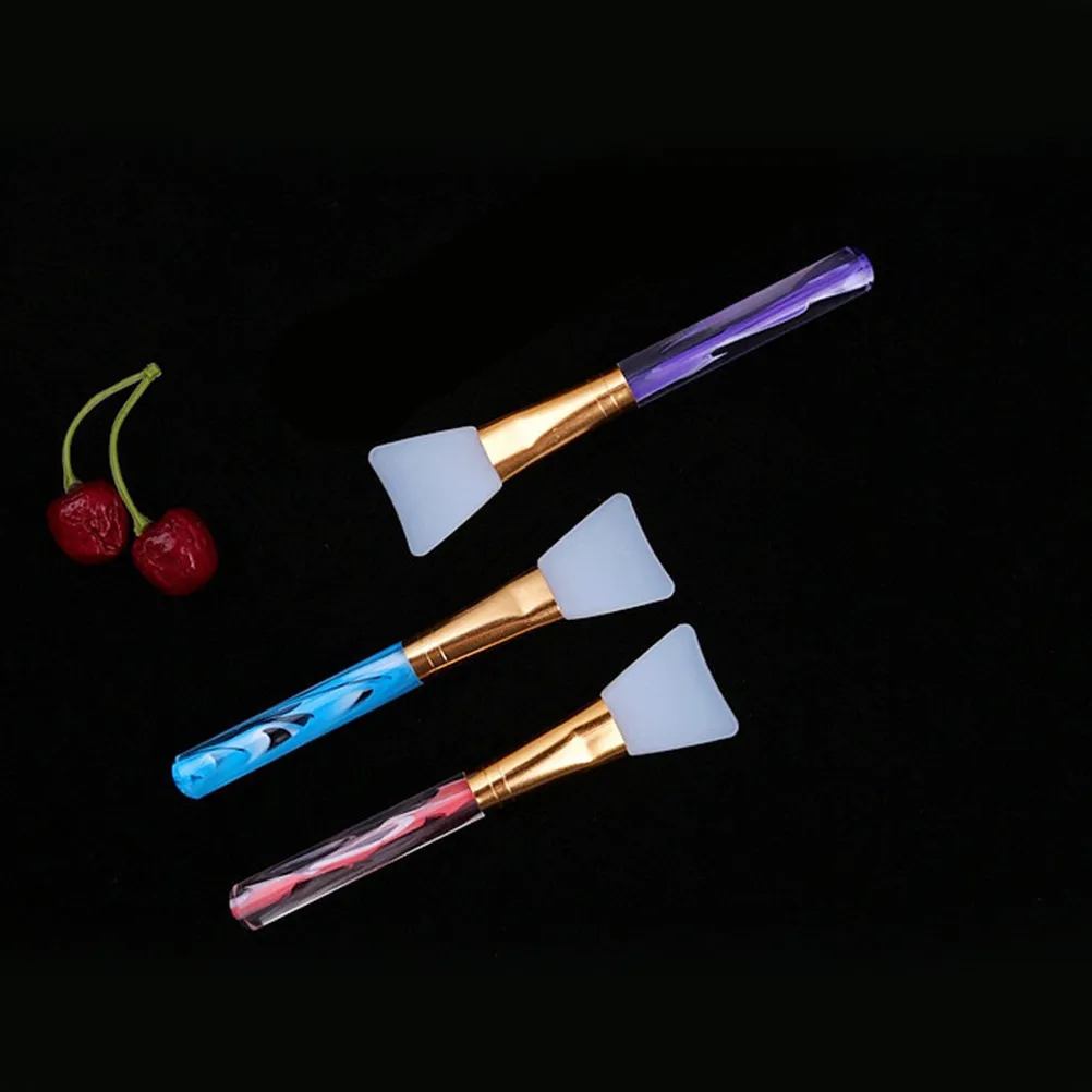 3Pcs Silicone Mask Brushes Professional Acrylic Handle Skincare Mask Applicator for Even Thin Layer Application Women Makeup