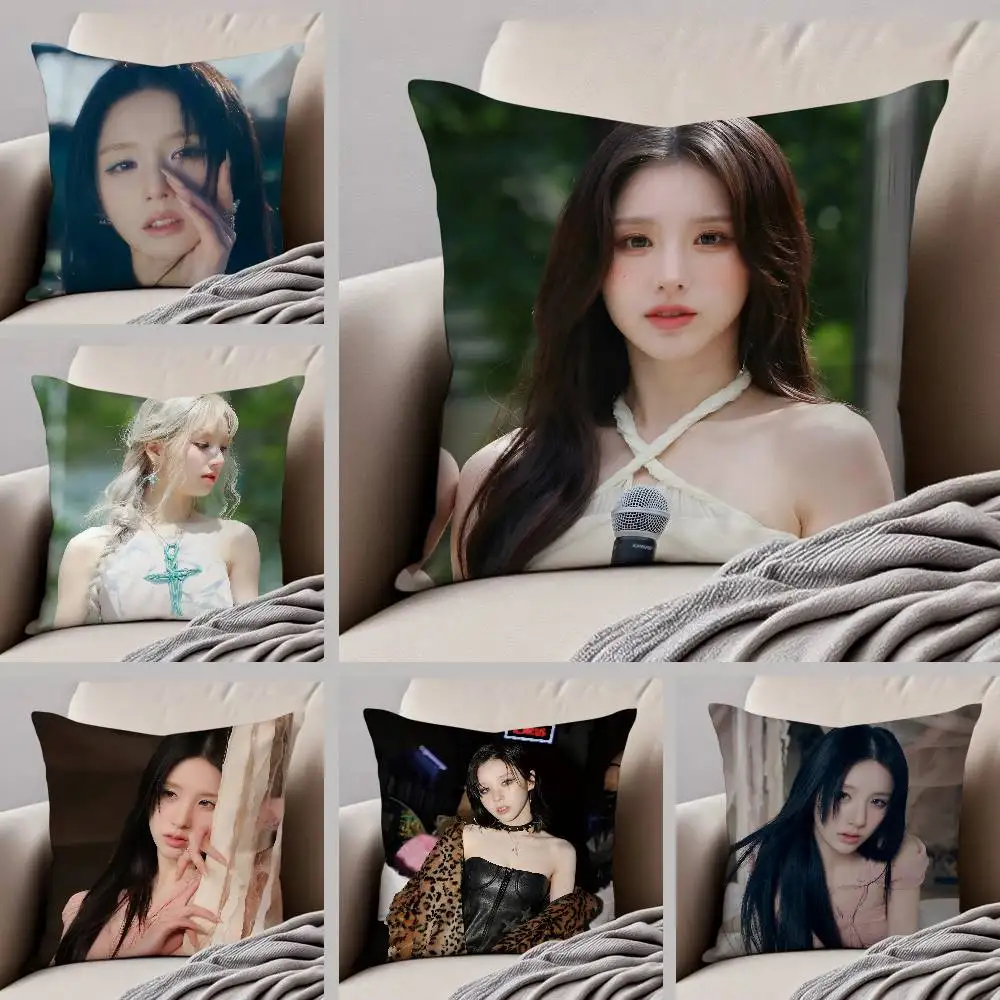 

Hot Kpop Singer H-Heejin Pillow Case Comfort Sofa Bed Silky Elegant Invisible Zipper Custom Decorative Cushion Cover