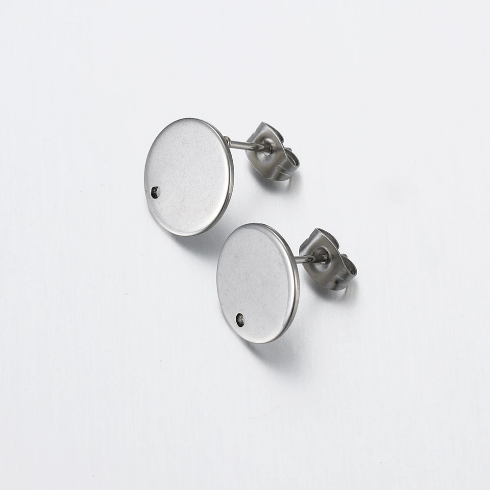 10pcs Stainless Steel Round Blank Post Earring Studs