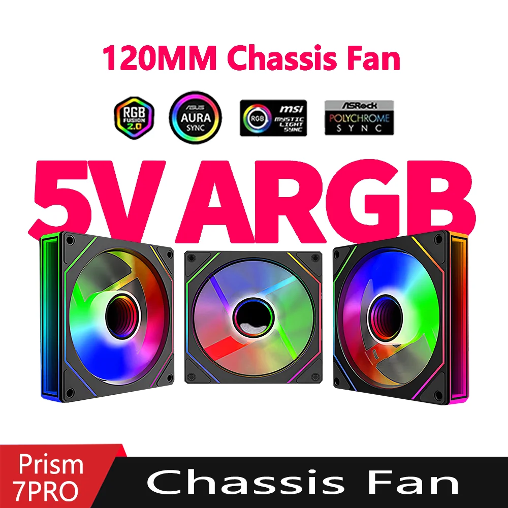 PRISM 7PRO fan 120mm ARGB Case Fan 1800RPM 4PIN PWM Large Capacity Silent Cooling Fan 5V3PIN ventiladores para pc