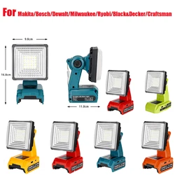 For Makita/Bosch/Dewalt/Milwaukee/Ryobi/Black&Decker/Craftsman 14.4V-18V Battery Portable LED work light with USB&Type-C ports