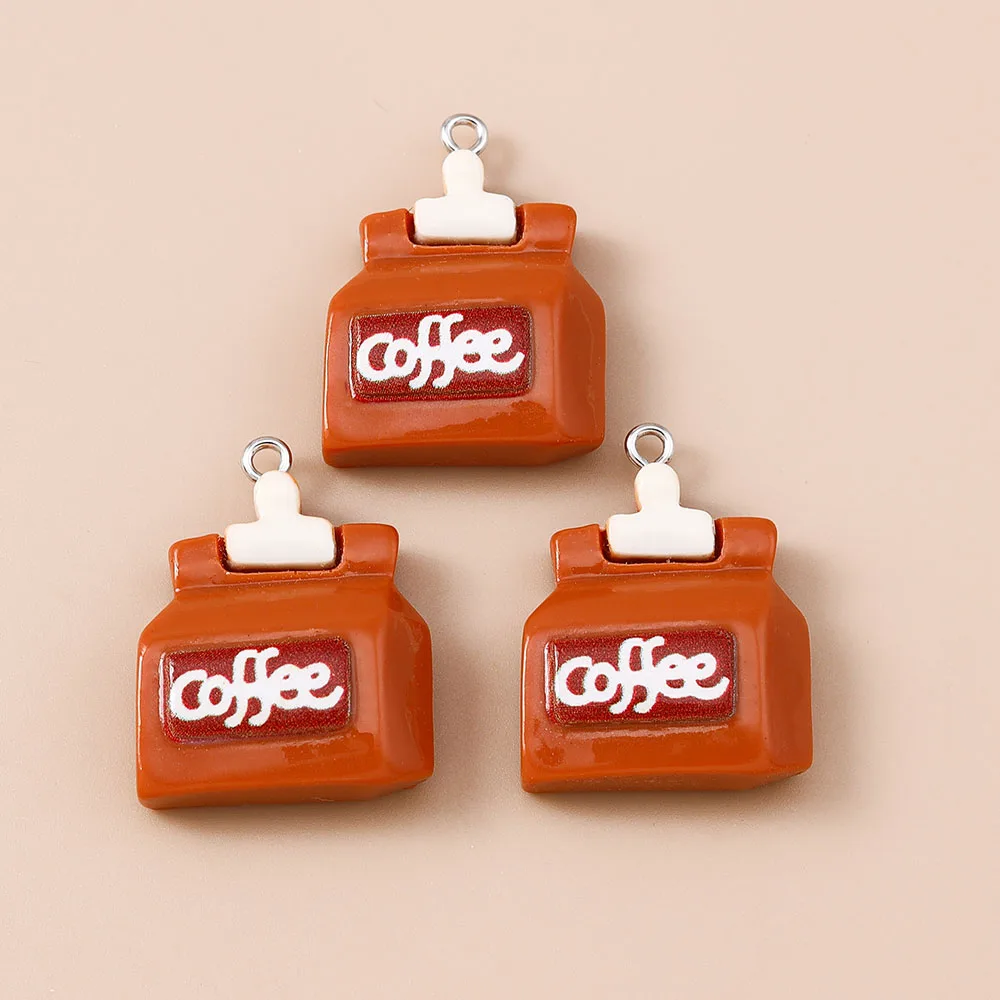 Leslie 10 Stück süße Harz-Café-Kaffeemaschinen-Anhänger für Schmuckherstellung, DIY-Halsketten, Ohrringe, Schlüsselanhänger, Anhänger – Detail 4
