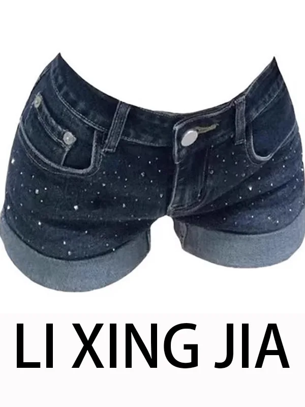 

plus Size Women's American Sle ort Jeans Low Waist Body a Hot Pants Summer Design Sensation Diamond Embellied orts