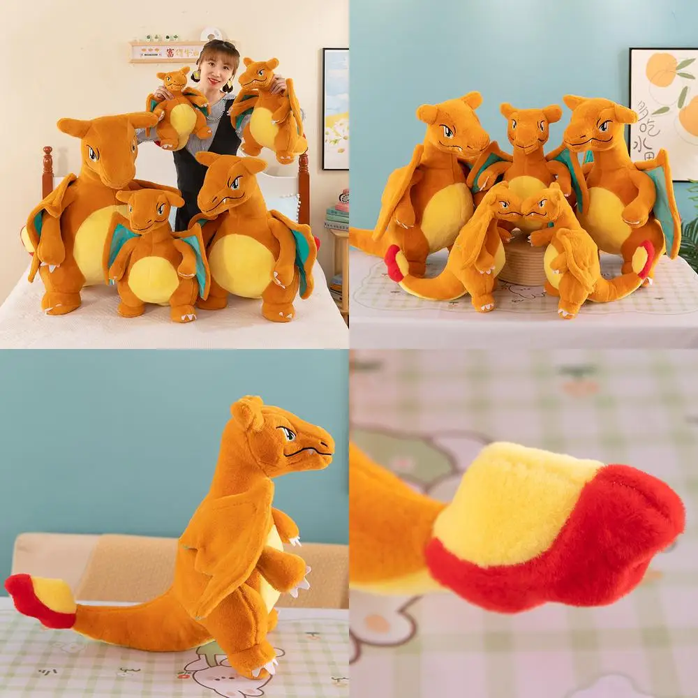

60cm Pokemon Kawaii Charizard Plush Toy Cute Stuffed Doll Soft Filled Animal Kids Birthday Gift Large Cartoon Dinosaur Pillow