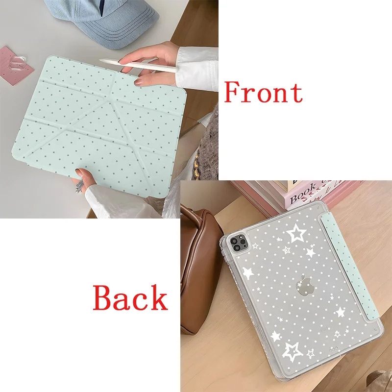 

Green Polka Dots Y-Fold Flip Back Cover For IPad Air 11 Case IPad 10th 11th A16 9th Cover For iPad Pro 11 10.9in 13 M4 M5 2025