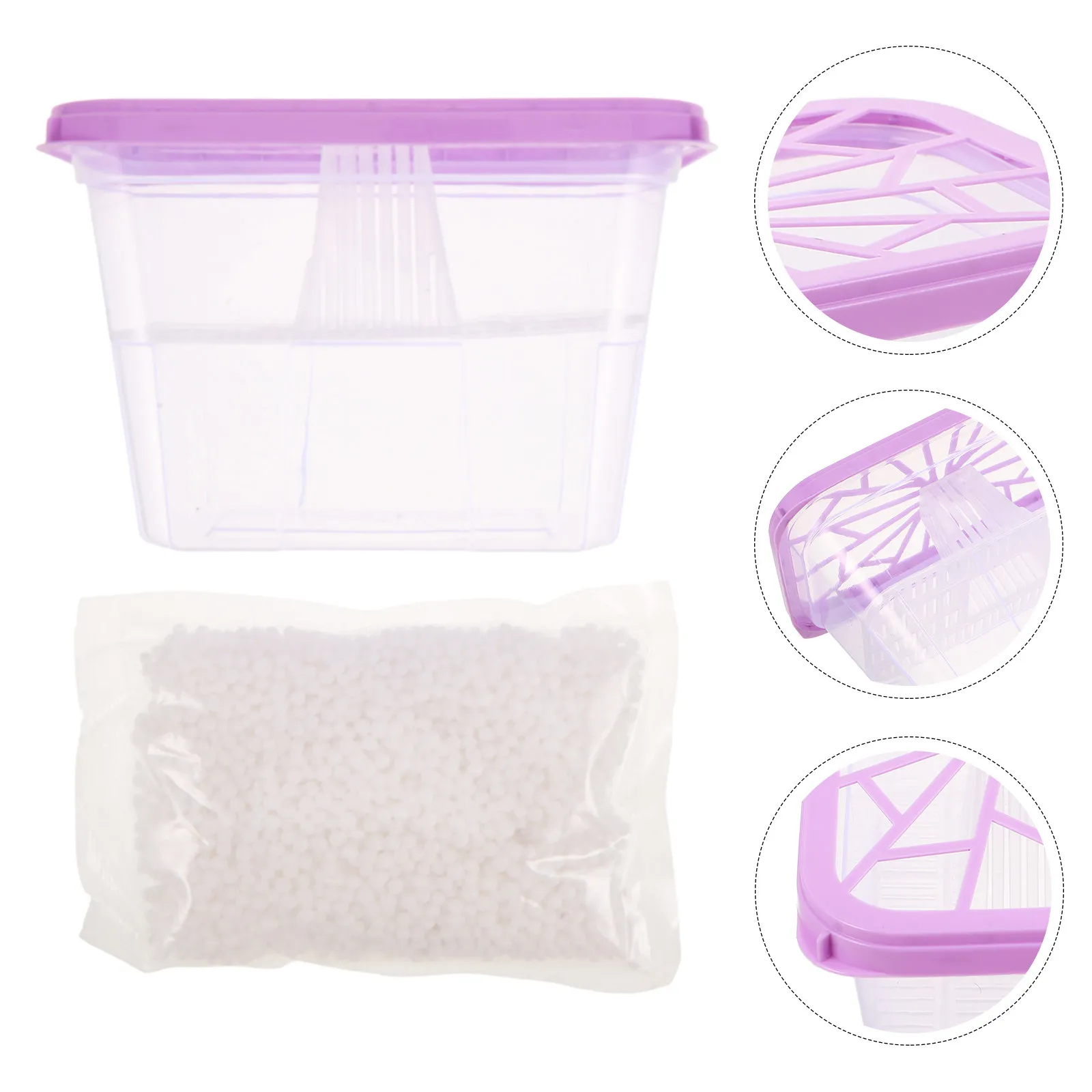 6Pcs Moisture Absorber Box Plastic Case Refillable Holder for Wardrobe Cabinet Closet Dehumidifier Replacement Storage Container