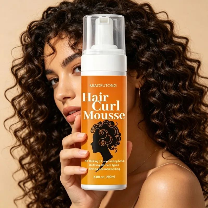 200ml Hair Curl Defining Mousse Curly Styling Mousse Shining Moisturizing Anti-Frizz Strengthening Non-Stiff Long Lasting Hold