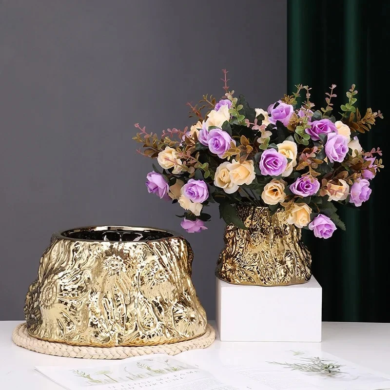Electroplated Ceramic Flower Pot Succulent Pots Gardening Supplies Plant Pots Garden Pots Planters Decoration Crafts Flower Vase