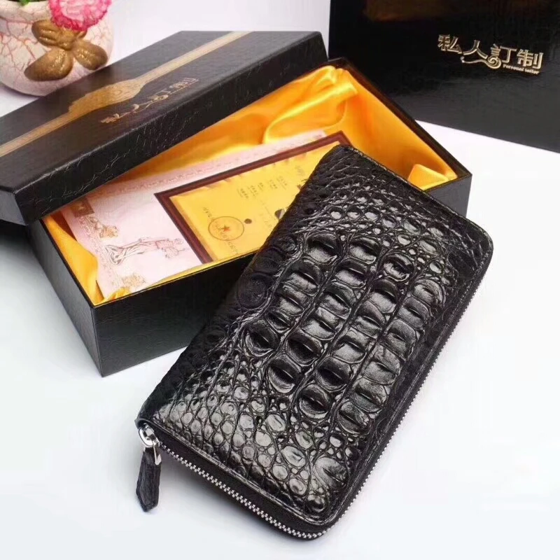 Imagem -02 - Bolsa de Couro de Crocodilo Masculina Bolsa de Negócios com Zíper Único Textura Única Carteira Espacial Grande Bolsa para Celular