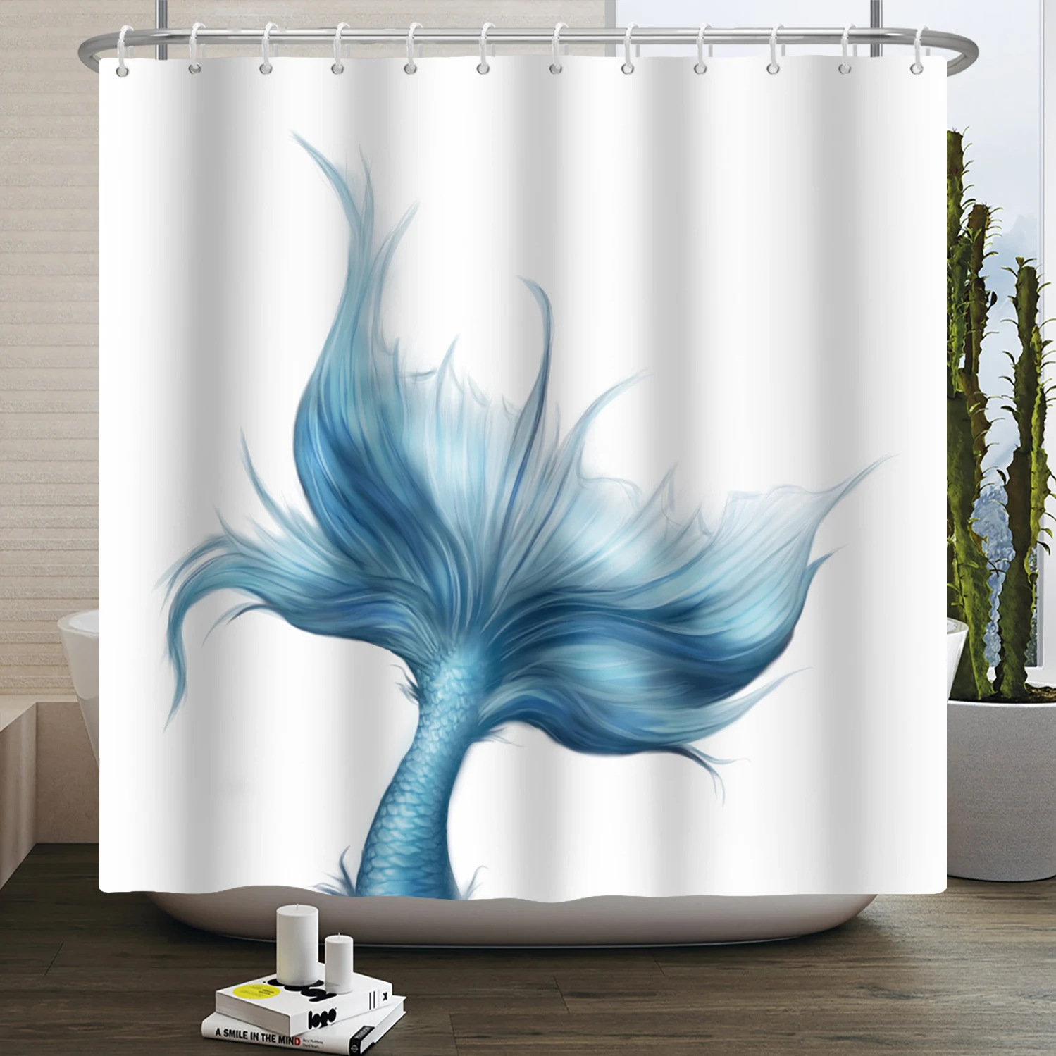 Mermaid Tail Shower Curtain Modern Kawaii Colorful Waterproof Polyester Bathtub Screen for Children Bathroom Curtains 180x240