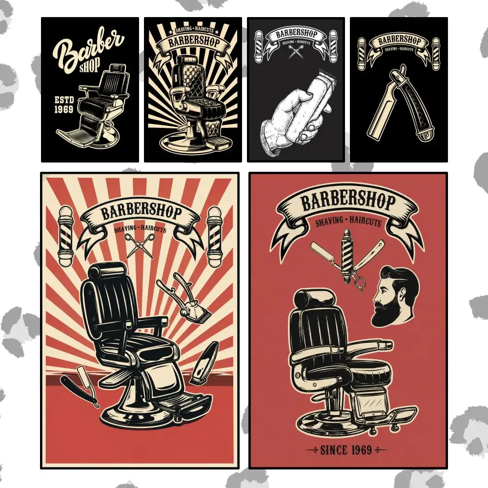 Art Classic Barber Shop Poster Wall Art Poster Waterproof PP Print Peel And Stick Removable Self Adhesive Home Decor