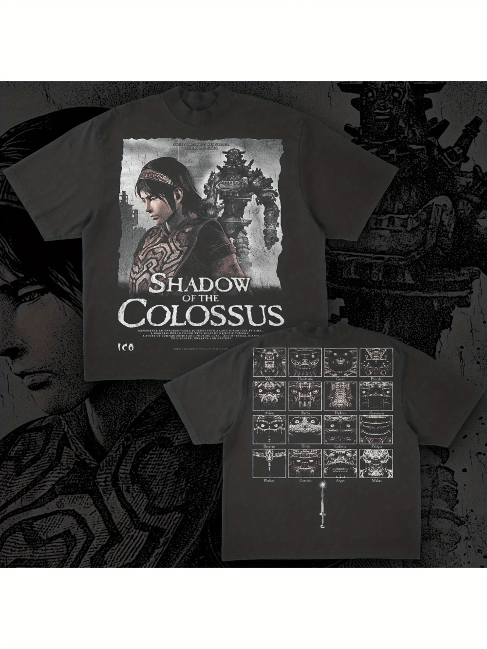 Camiseta de Cuello Redondo 100% Algodón para Hombre, Marca de Ropa Urbana, Diseño con Estampado de Texto y Patrón "Shadow of the Colossus"